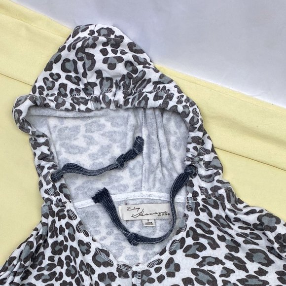 Leopard Print Women's Cropped Hoodie Lightweight Sweatshirt Vintage Havana Small - Picture 2 of 11